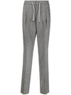 Men's Drawstring Virgin Wool Straight Pants Gray - BRUNELLO CUCINELLI - BALAAN 1