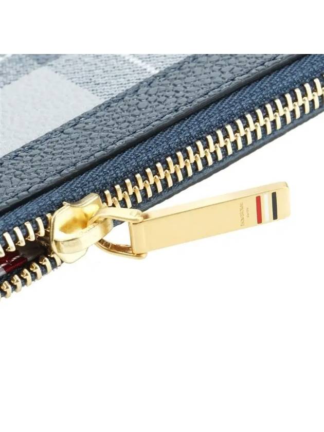 Tartan Pebble Grain Leather Clutch Bag Grey - THOM BROWNE - BALAAN 7