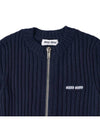 Women's Logo Knit Full Zip Up Cardigan Navy - MIU MIU - BALAAN 4