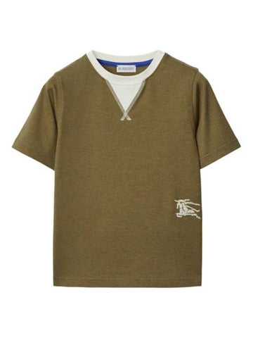 Kids EKD Short Sleeve Embroidered T-Shirt Dark Khaki - BURBERRY - BALAAN 1