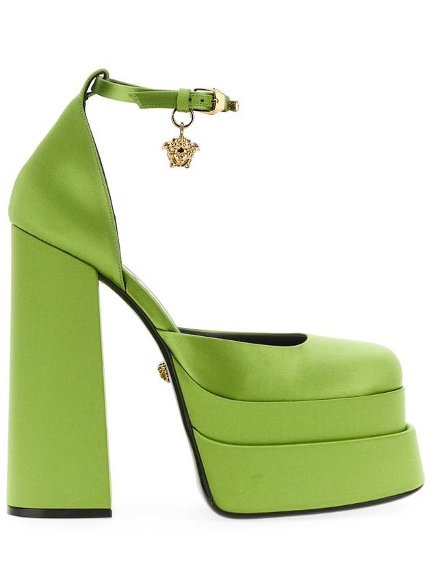 Women's Medusa Charm Mary Jane Satin Pumps Heel Green - VERSACE - BALAAN 2