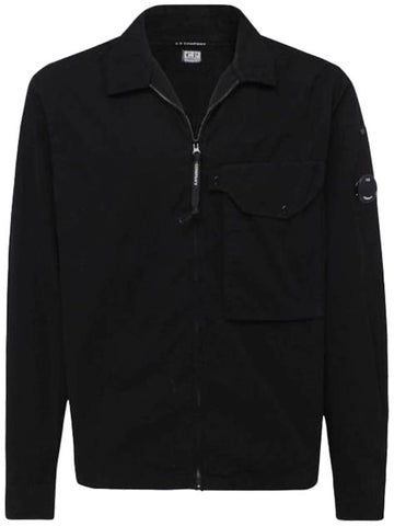 Garment Dyeing Lens Wappen Zip-Up Long Sleeve Shirt Black - CP COMPANY - BALAAN 1