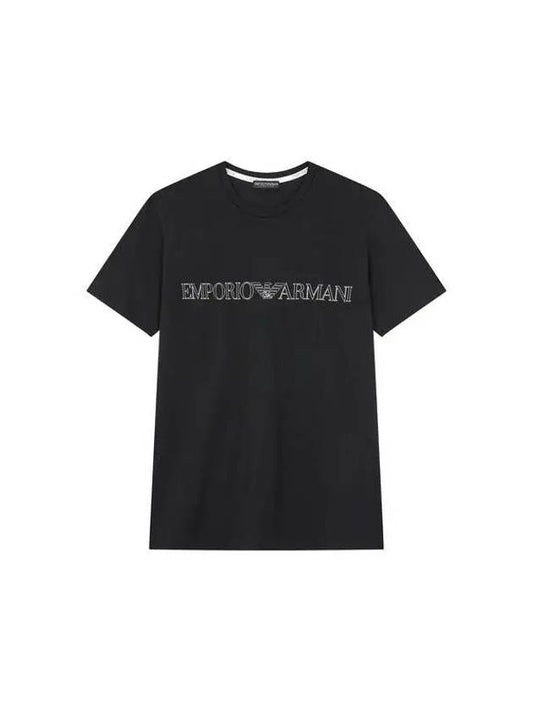 UNDERWEAR Men's Outline Logo Lounge T-Shirt Black - EMPORIO ARMANI - BALAAN 1