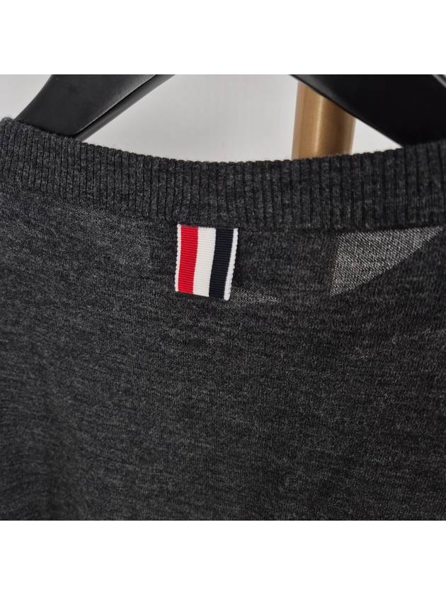 Merino wool diagonal armband knit gray - THOM BROWNE - BALAAN 6