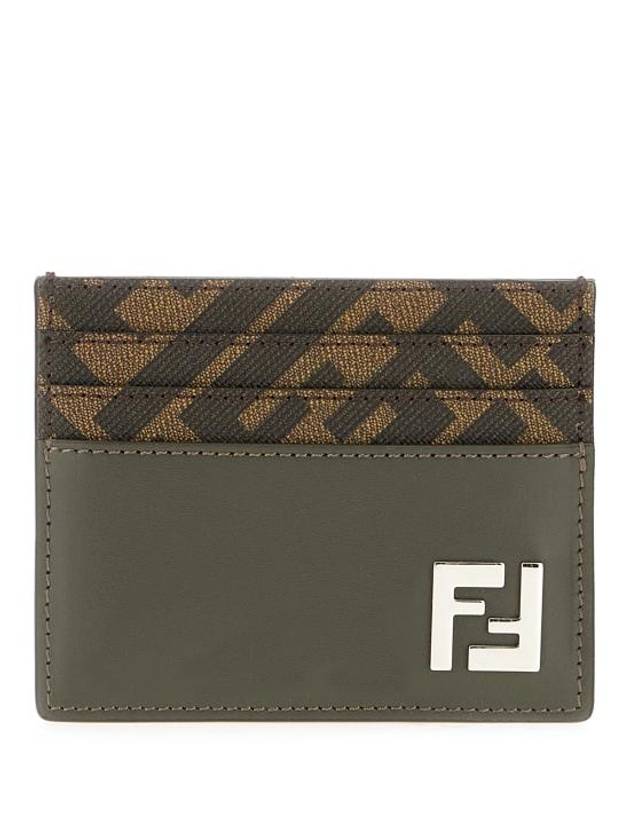 FF Square Leather Card Wallet Grey - FENDI - BALAAN 1