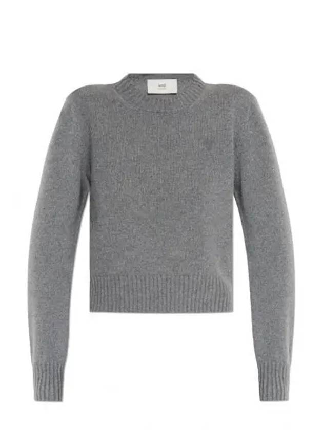 De Coeur Logo Crew Neck Cashmere Knit Top Grey - AMI - BALAAN 2