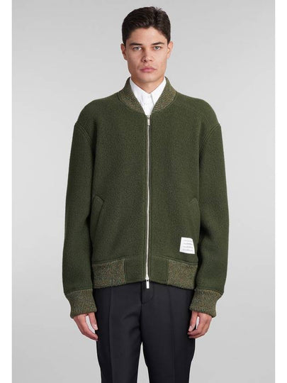 Fleece Stripe Wool Bomber Jacket Dark Green - THOM BROWNE - BALAAN 2