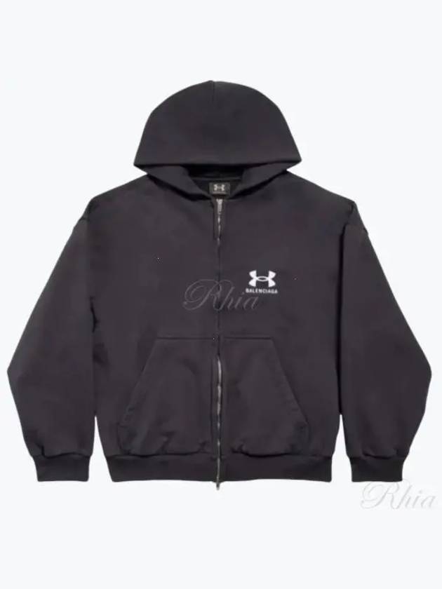 Embroidered Logo Hoodie Zip-Up Black - BALENCIAGA - BALAAN 2