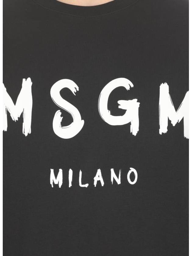 Milano Brushed Logo Long Sleeve T-Shirt Black - MSGM - BALAAN 6