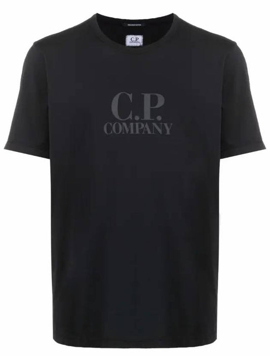 Men's Logo Printing Short Sleeve T-Shirt Black - CP COMPANY - BALAAN 1