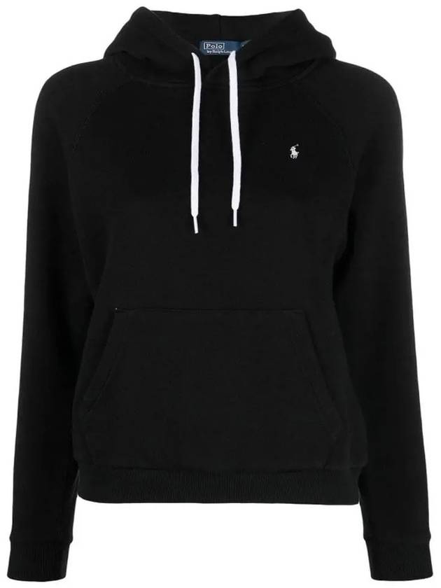 Embroidered Logo Cotton Blend Jersey Hoodie Black - POLO RALPH LAUREN - BALAAN 2