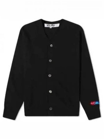 COMME DES GARCONS PLAY Invaders Double Heart Cardigan Black P1N0881 - COMME DES GARCONS PLAY - BALAAN 1