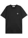 Logo Patch Cotton Short Sleeve T-Shirt Black - STONE ISLAND - BALAAN 2