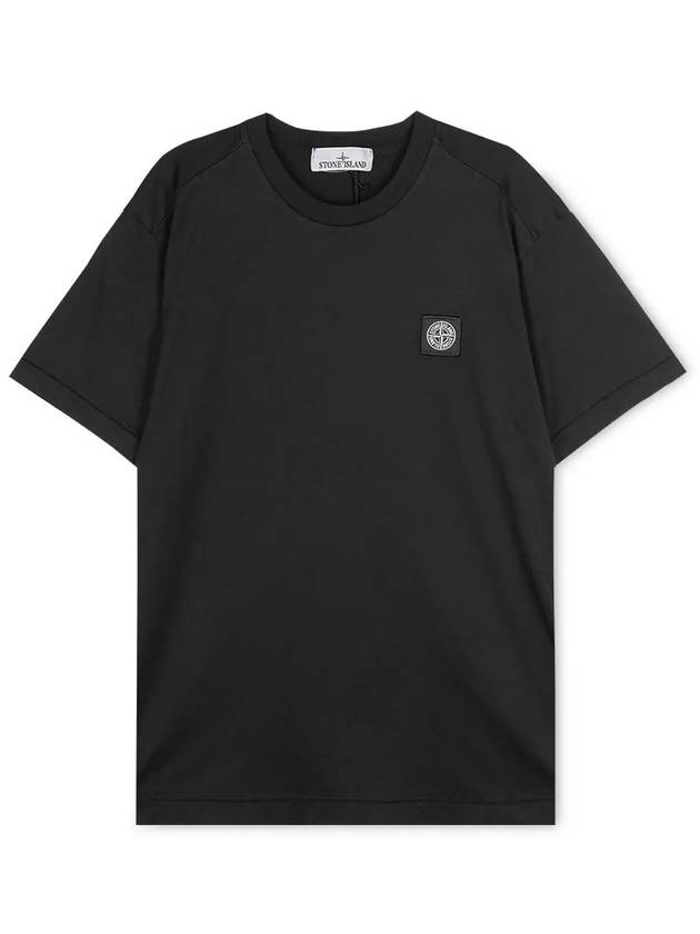 Logo Patch Cotton Short Sleeve T-Shirt Black - STONE ISLAND - BALAAN 2