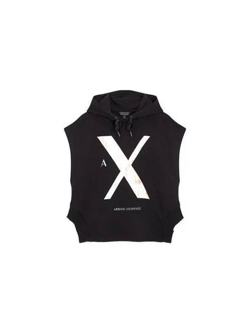 Women s Silky Logo Hooded Sleeveless Top Black 271938 - ARMANI EXCHANGE - BALAAN 1