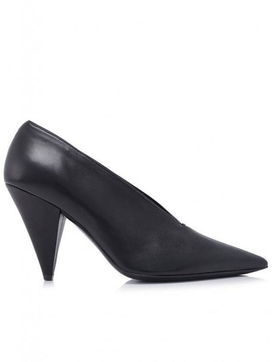 Women's V Neck Soft Pumps Heel Black - CELINE - BALAAN 1