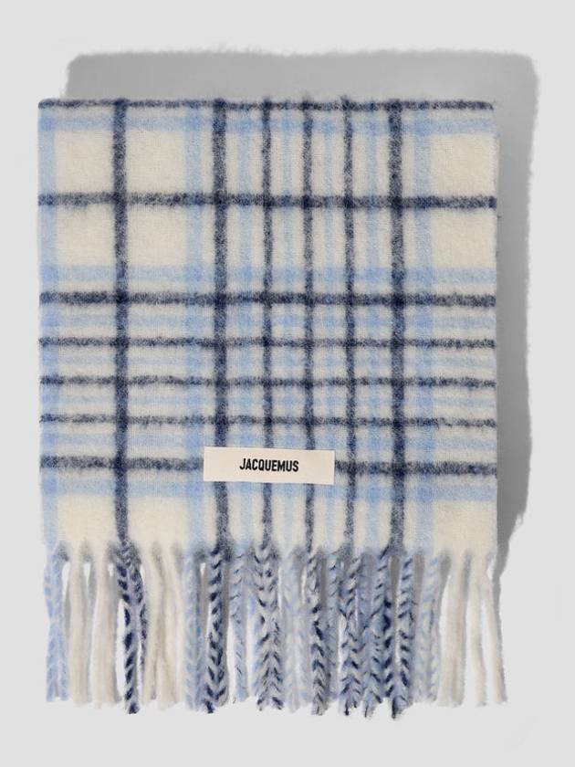 L’echarpe Carro Le Chouchou Jacquard Check Scarf Light Blue - JACQUEMUS - BALAAN 4