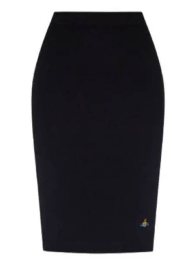 Women's Embroidered Logo Wool Pencil Skirt Black - VIVIENNE WESTWOOD - BALAAN 2