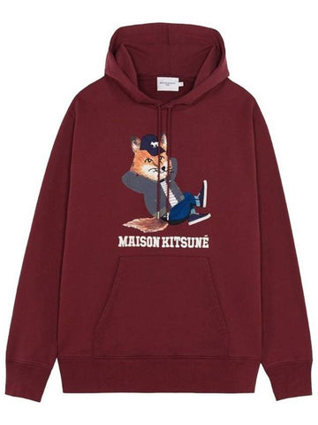 [MAISON KITSUNE] DRESSED FOX PRINT RELAXED HOODIE - WINE LESS - MAISON KITSUNE - BALAAN 1