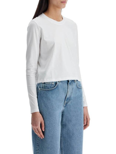 cropped long sleeve t-shirt white in organic cotton - LOULOU STUDIO - BALAAN 2