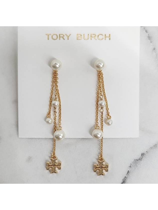 Long Kira Pearl Drop Earrings Gold - TORY BURCH - BALAAN 4