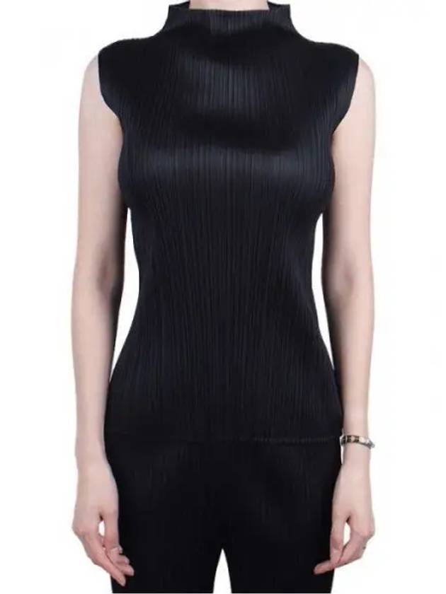 Women s Pleated Please Turtleneck Tank Top Black JK102 15 1120651 - ISSEY MIYAKE - BALAAN 1