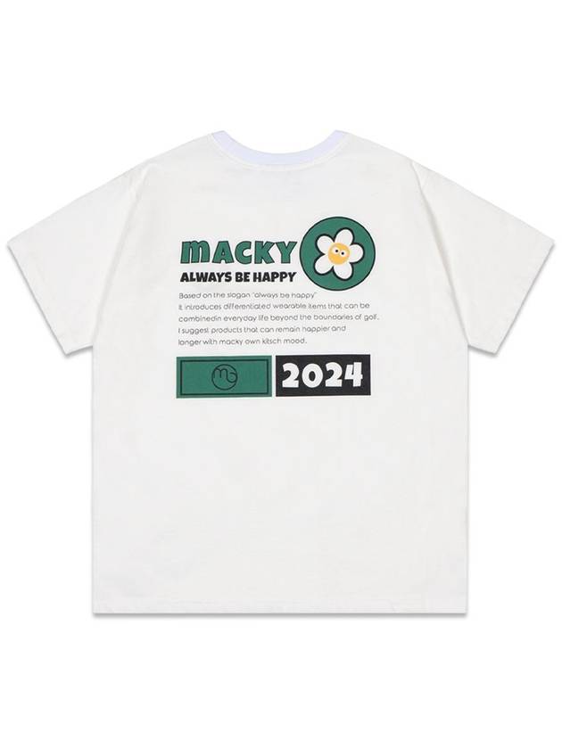 Round News Short Sleeve T-Shirt White Green MCSS24HT7GR - MACKY - BALAAN 3