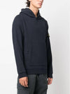 Snap Brushed Cotton Fleece Hoodie Navy - STONE ISLAND - BALAAN 4