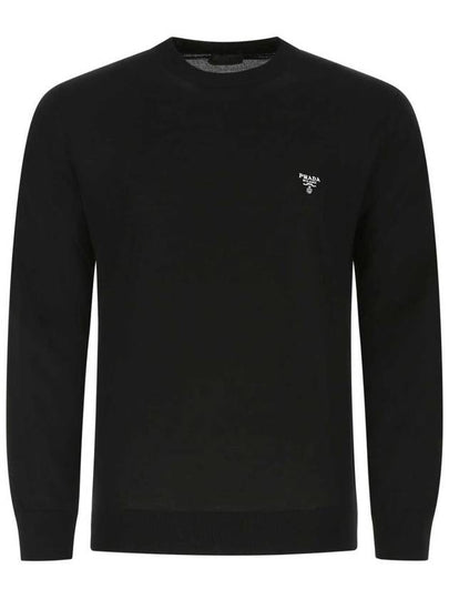 Superfine Crew neck Wool Knitted Sweater Black - PRADA - BALAAN 2