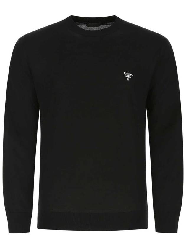 Superfine Crew neck Wool Knitted Sweater Black - PRADA - BALAAN 2