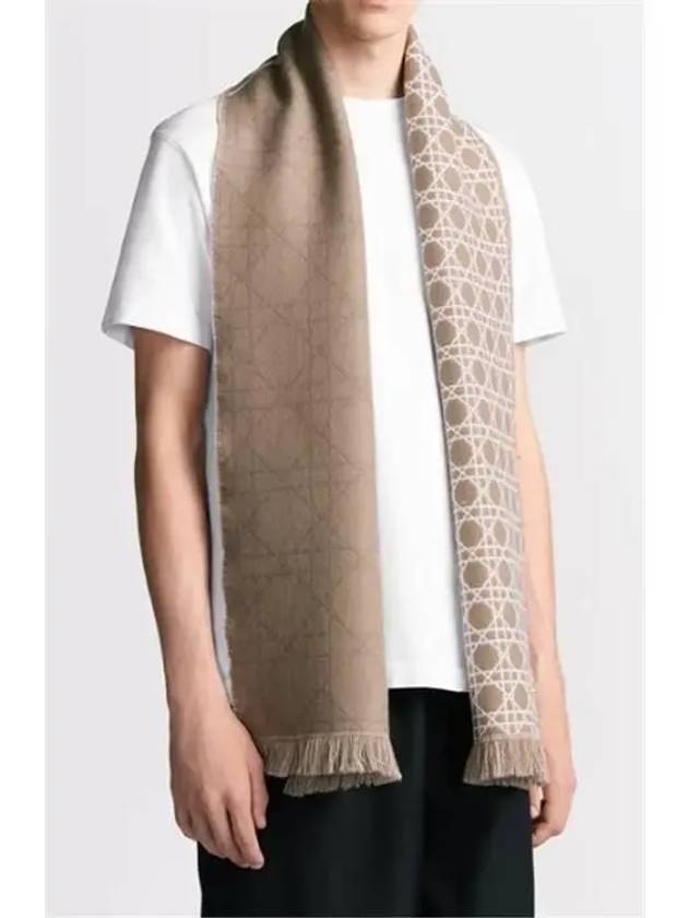 Stripe Cannage Wool Muffler Beige White - DIOR - BALAAN 6