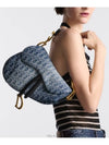 Saddle Strap Denim Oblique Jacquard Shoulder Bag Blue - DIOR - BALAAN 10