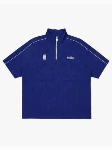 Diadora Tennis Seesucker Short Sleeve Anorak BLUE - DIADORA - BALAAN 1