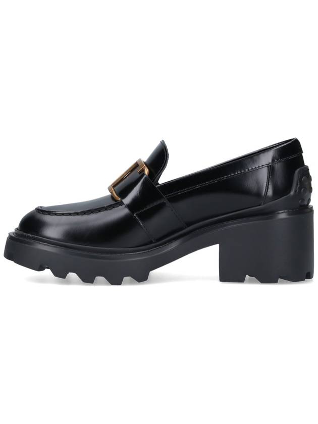 T Logo Leather Loafer Heels Black - TOD'S - BALAAN 4