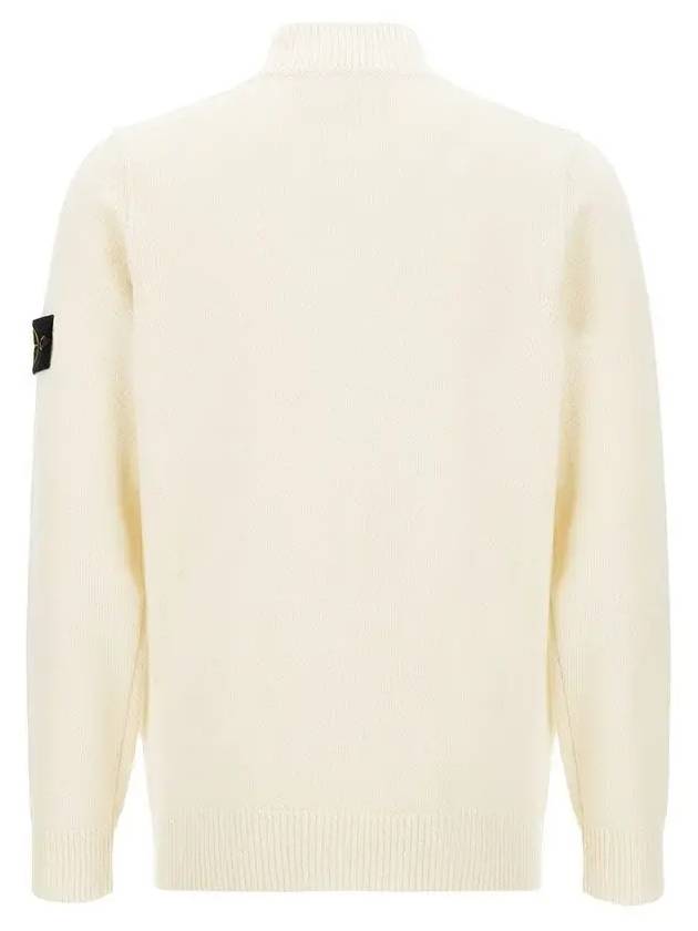 Wappen Patch Half Button Lambswool Knit Top Natural - STONE ISLAND - BALAAN 3