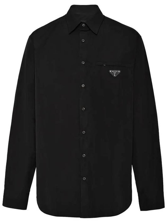 Cotton Long Sleeve Shirt Black - PRADA - BALAAN 2