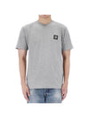 Slimfit Cotton Jersey Short Sleeve T-shirt Light Grey - STONE ISLAND - BALAAN 1