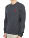 Men's Mini Heart Logo Merino Wool Knit Top Grey - AMI - BALAAN 3