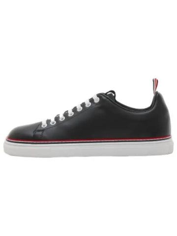 RWB Tab Trim Leather Sneakers Black - THOM BROWNE - BALAAN 1