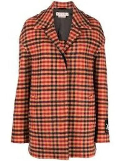 Check Brested Wool Blend Single Coat Light Orange - MARNI - BALAAN 2