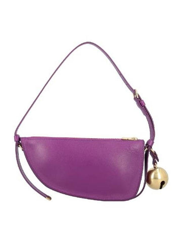 embossed logo bell-embellished mini shield leather sling shoulder bag purple - BURBERRY - BALAAN 1