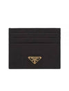 Saffiano Leather Triangle Logo Card Wallet Black Gold - PRADA - BALAAN 2