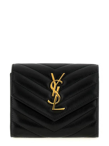 Cassandre Matelasse Compact Quilted Lambskin Half Wallet Black - SAINT LAURENT - BALAAN 1