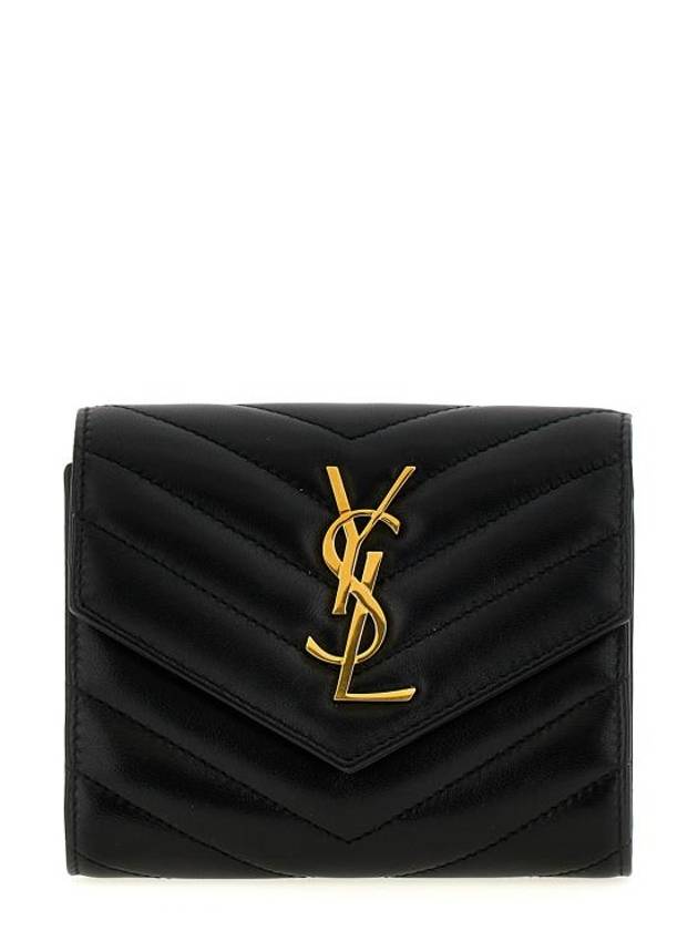 Cassandre Matelasse Compact Quilted Lambskin Half Wallet Black - SAINT LAURENT - BALAAN 1