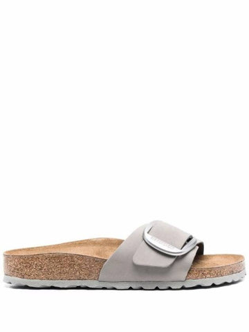 Madrid Big Buckle Nubuk Leather Slippers Grey - BIRKENSTOCK - BALAAN 1