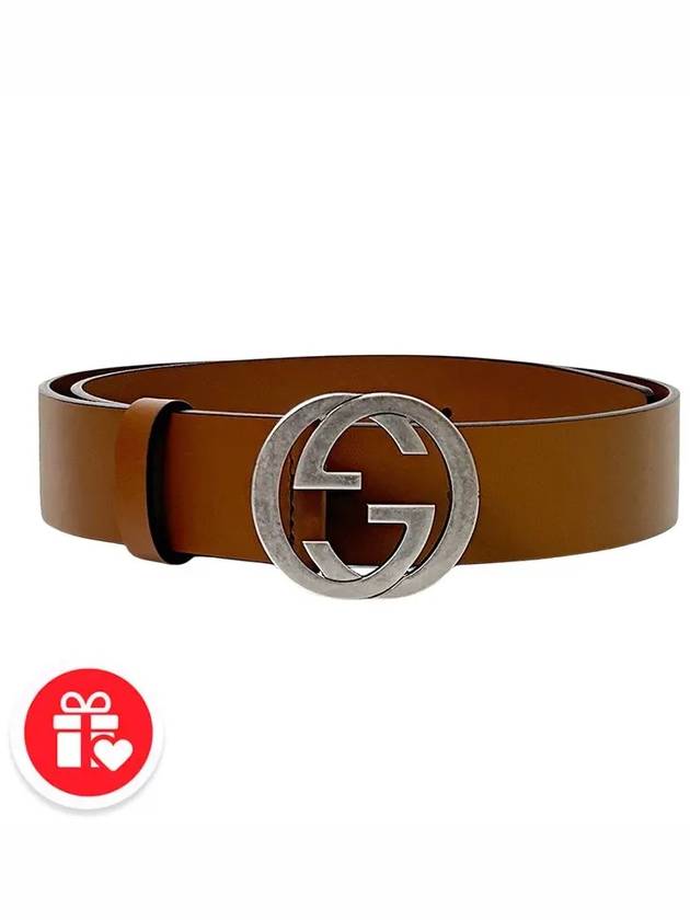 Interlocking Leather Belt Brown - GUCCI - BALAAN 8