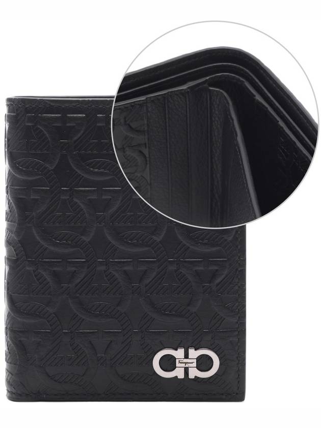 Travel Embossed Half Wallet Black - SALVATORE FERRAGAMO - BALAAN 3