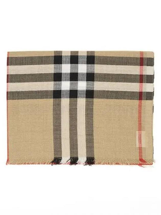 Check Wool Silk Scarf Beige - BURBERRY - BALAAN 2