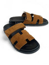 Chypre Sandals Suede Goatskin Brun Fume - HERMES - BALAAN 2