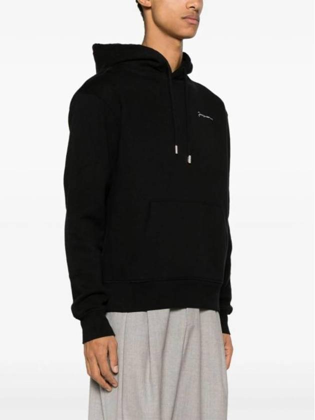 Le Brode Embroidered Logo Cotton Hoodie Black - JACQUEMUS - BALAAN 3